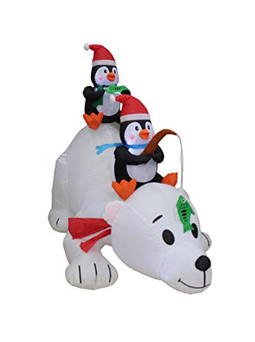 6 FT Lighted Christmas Inflatable Penguins & Polar Bear Holiday Decor