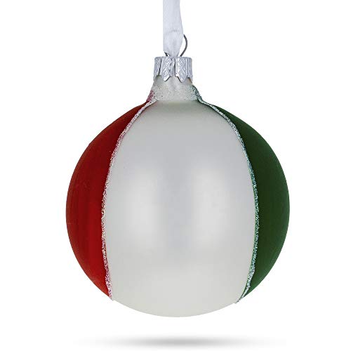 Mexican Flag Glass Christmas Ornament 3.25 Inches Hand-Painted Holiday Decor