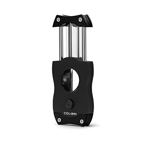 Colibri Premium V-Cut Cigar Cutter Black - Stainless Steel, Up to 60+ Ring Gauge, Gift for Cigar Enthusiasts