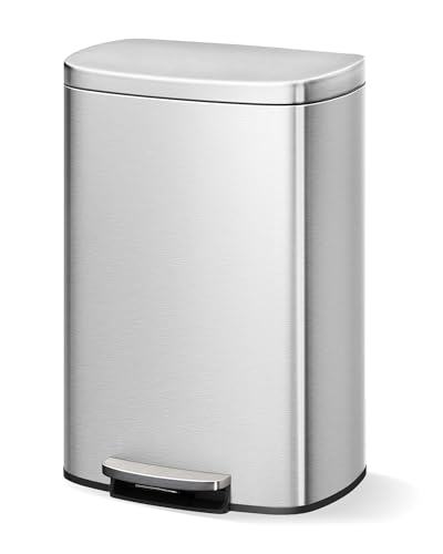 GarveeHome Stainless Steel Kitchen Trash Can, 13 Gal / 50 L Step-On