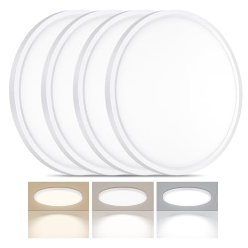 12-Inch LED Flush Mount Ceiling Light 3CCT White Ultra-Thin 4 Pack