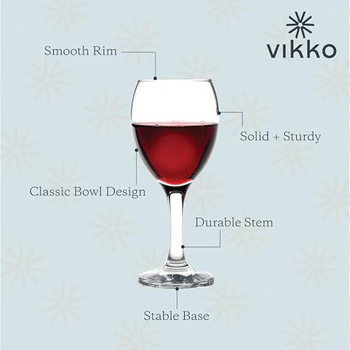Small Wine Glasses Set of 6 - 8.5 Oz Thin Stem White Wine Glasses - Vikko