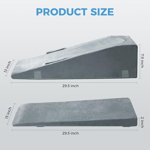 Ganondorf Grey Single Leg Elevation Pillow with Pad - Adjustable Foam Wedge for Post-Surgery Support
