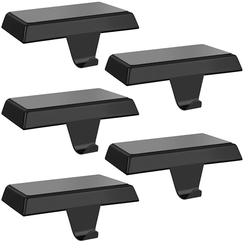 Palonu Black Stocking Holders 2 Pack Heavy Duty Mantle Hooks Non-Slip Christmas Decor