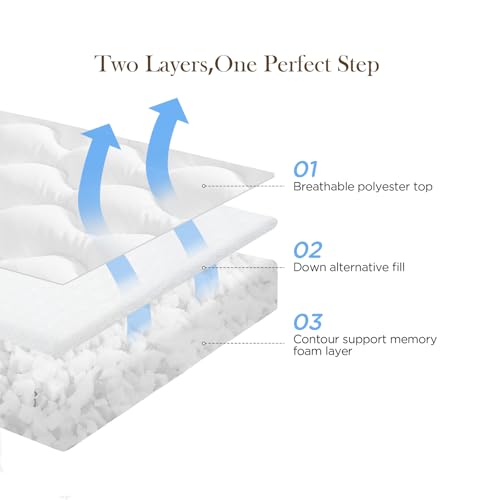 Twin Memory Foam Mattress Topper 3 Inch for Back Pain Relief - Breathable & Non-Slip