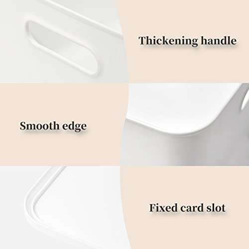 4L Plastic Storage Baskets with Lids - White Organizing Containers for Shelves, Drawers, Playroom, Office - 4 Pack