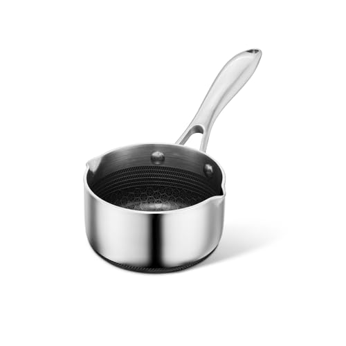 HexClad 0.5 Quart Hybrid Nonstick Milk Pot Saucier, Induction Safe