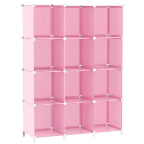 AWTATOS Pink 12 Cube Storage Organizer Kids Closet Shelves - DIY Modular
