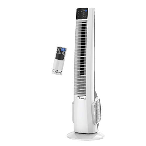 Oscillating Tower Fan with Remote Control - 38-Inch White Bedroom & Office Fan - 4 Quiet Speeds