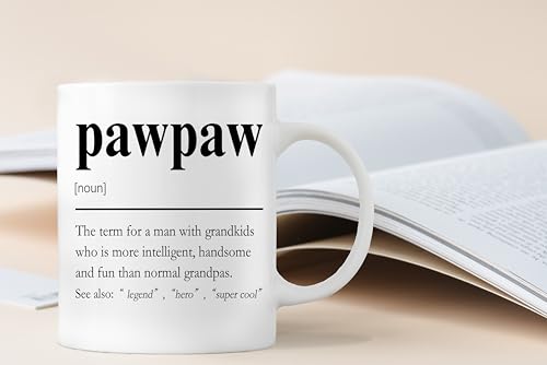 QASHWEY Pawpaw Mug Grandpa Pawpaw Gifts from Grandkids 11oz Ceramic Coffee Cup