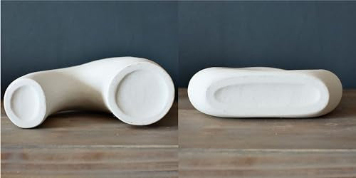 Carrot's Den Ceramic Vase Set of 2 - Warm White Modern Donut Shelf Decor