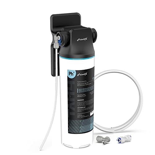 Frizzlife TAM4 Under Sink Inline Water Filter with Alkaline pH & Mineral Remineralization - NSF/ANSI 42 Certified, 1/4 Inch Fitting, Variation of TAM4