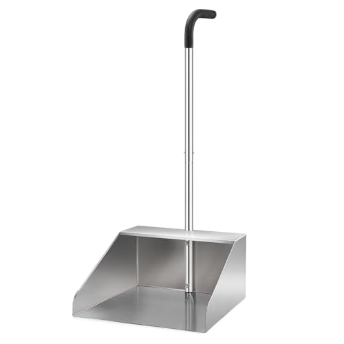 Extra Large Metal Dust Pan with Long Handle - Heavy-Duty Jumbo Debris Pan - Variation 1