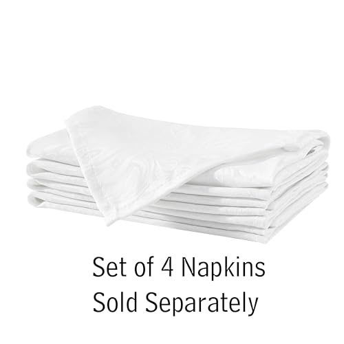 Newbridge Barcelona Damask White Tablecloth 60 x 84 Inch Rectangular - No Iron, Soil Resistant