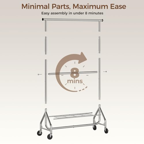 HYSEYY Heavy Duty Clothes Rack, Double Rod Clothing Rack for Hanging