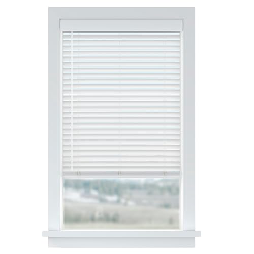 LEVOLOR 46 x 64-inch Cordless Faux Wood Blinds - White, Inside Mount