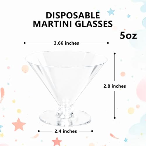 Clear Disposable Martini Glasses Set 100 pcs - Elegant Party & Wedding Barware