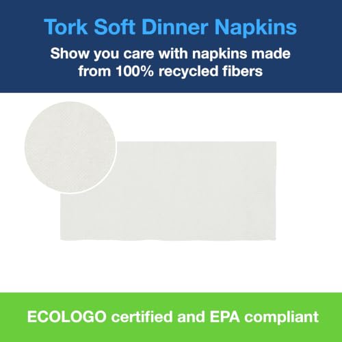 Tork Extra Soft White Dinner Napkins 6 x 290, 3-Ply, Recycled, Eco-Friendly, 1740 Count - Variant: White / 6 x 290 Napkins