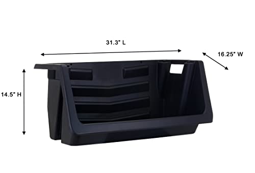 Heavy Duty Stack Bins - Interlocking Nesting Storage Containers Pack of 3 - Black