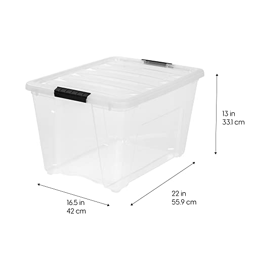 Clear Plastic Storage Bins with Lids - 54 Quart 6 Pack - Space-Saving Organization