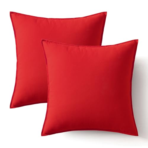 MIULEE 18x18 Inch Christmas Red Linen Pillow Covers (Pack of 2) - Zippered 55% Linen 45% Cotton