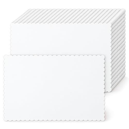 Sabary White Disposable Paper Place Mats Bulk 500 Pcs, Elegant Scalloped Edges