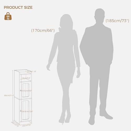 Small Bathroom Storage Cabinet - Black, Narrow 7.9 x 7.9 x 31.5 Inches