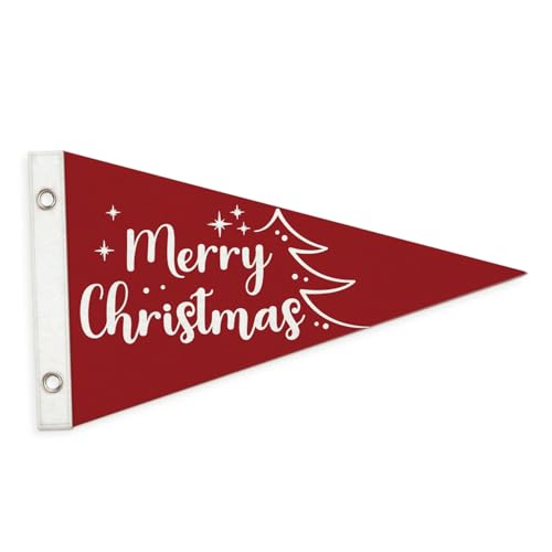 Christmas Kids Room Decoration Felt Banner,Red Merry Christmas Wall Hanging Banners Flags for Kids Room Bedroom Nursery Playroom Decor 7.4x14 Inch