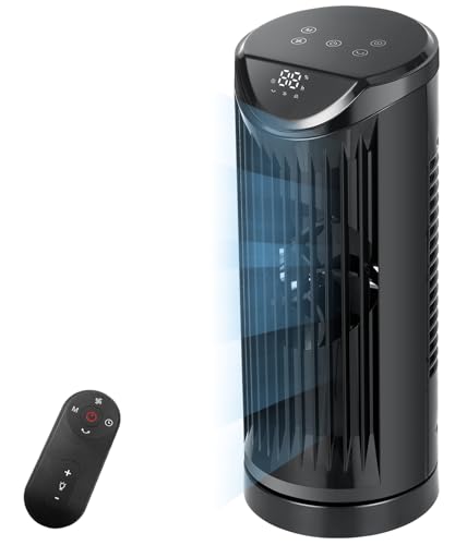 Personal Tower Fan for Bedroom - Black Portable Desk Table Fan with Remote