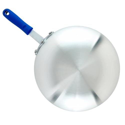 Winco 11-Inch Aluminum Stir Fry Pan with Silicone Handle - Natural Finish
