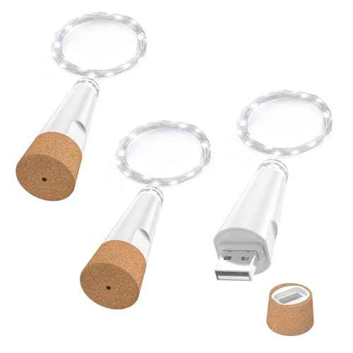 OUSMIN String Lights, USB Rechargeable Wine Bottle Lights with Cork, 2025 Version USB Fairy Light for Party Christmas
