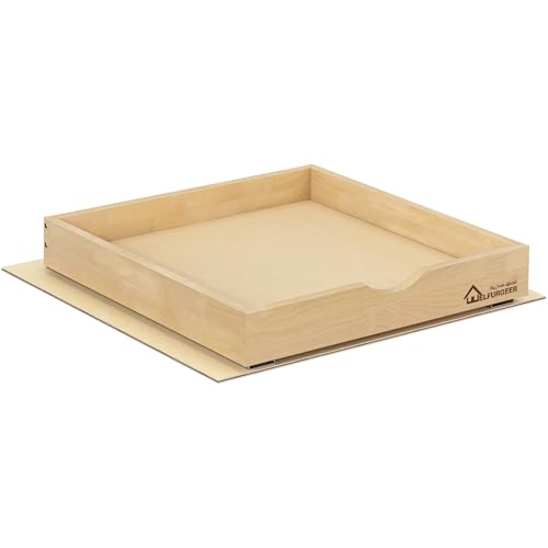 WelFurGeer 20''W x 21''D Natural Birch Wood Soft Close Pull Out Cabinet Drawer with Heavy Duty Slides