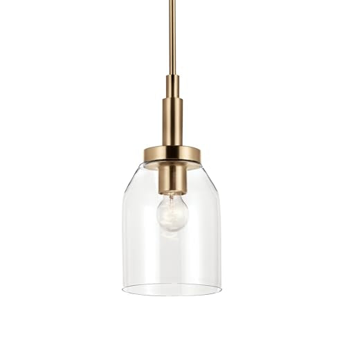 Kichler Madden Mini Pendant Light - Clear Glass & Champagne Bronze - Small Kitchen Island Fixture