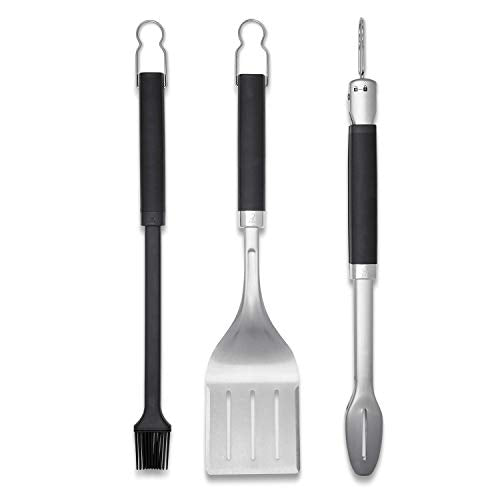 Weber Precision 3-Piece Grill Tool Set - Tongs, Spatula & Basting Brush