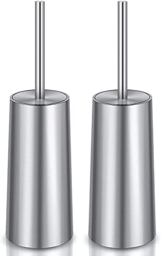Toilet Brush and Holder, 2 Pack Stainless Steel, Bowl for Bathroom