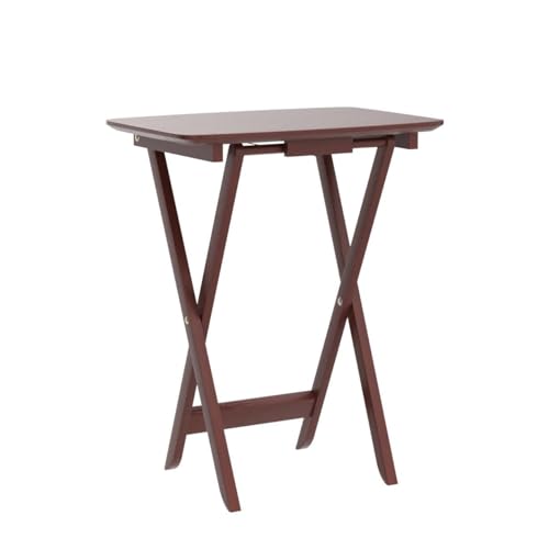 Foldable Snack Tables Set of 2 - Walnut Finish, 26 Inch Space-Saving Design