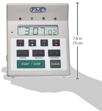 Commercial Kitchen 4 Channel Countdown Timer Water Resistant - White, 7-inch