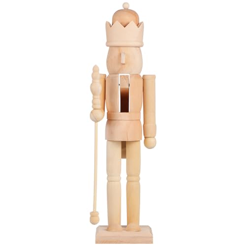 Ciieeo Light Yellow 4/38.00x10.00x8.50CM Unpainted Wooden Nutcracker DIY Kit