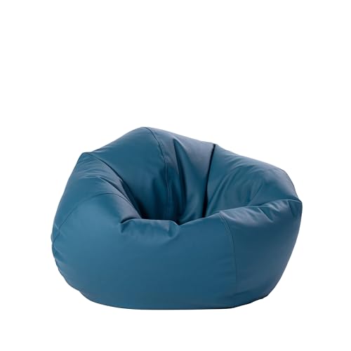 Kids 30-Inch Vinyl Bean Bag Chair - Peacock, Lightweight & Supportive