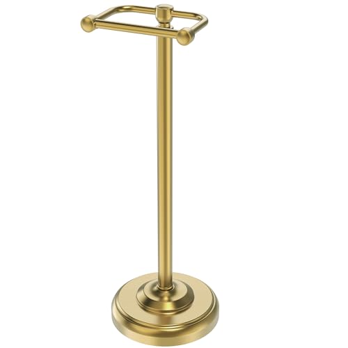 Brushed Gold Stainless Steel Freestanding Toilet Paper Holder Stand - Modern Pivoting Design