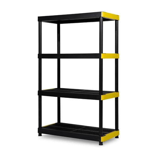 4-Tier Heavy Duty Plastic Storage Shelf - Garage & Basement Organizer, 36x18x57 Inches, 200 lbs per Shelf - Variation of 18