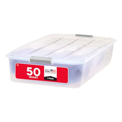 50 Qt. Under Bed Storage Bin with Lids - Clear Dorm Closet Organizer