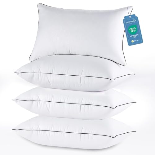 Queen Size Pillow Set of 4 - Cooling, Firm, Hotel Quality, Medium