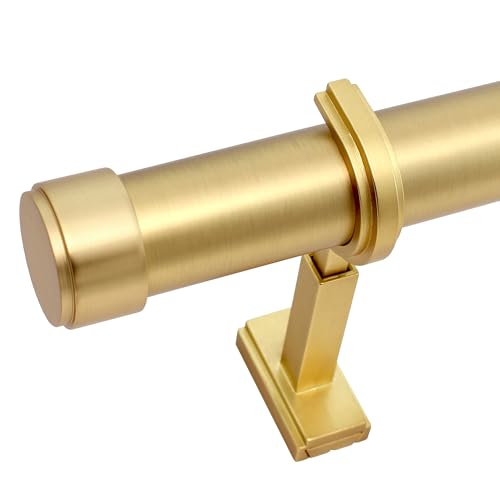 Fixed Length Curtain Rod - 7 ft Brushed Gold Heavy Metal Window Treatment