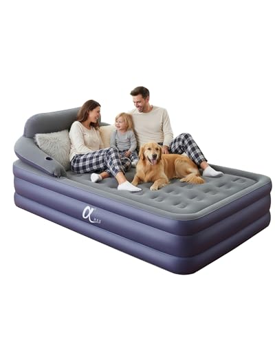 Queen Air Mattress with Detachable Headboard & Cup Holders - 20 Inch, 700lbs Capacity