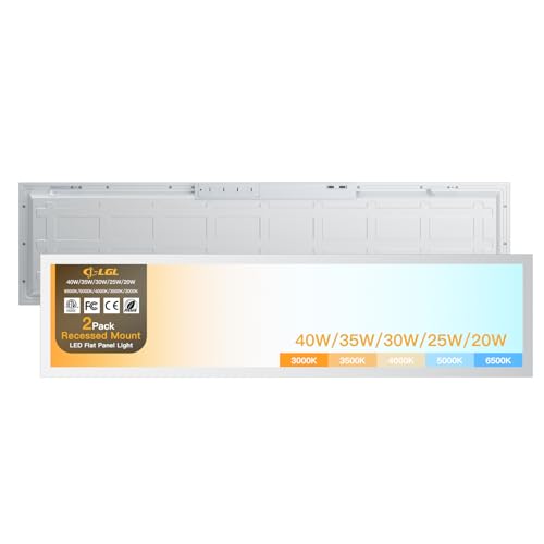 JC-LGL 1x4FT LED Flat Panel Light 2-Pack, Dimmable 5CCT, 5200LM, Recessed Ceiling