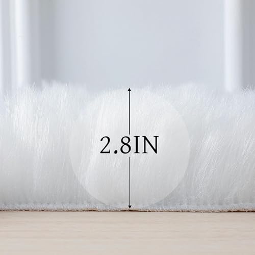 Faux Fur Sheepskin Rug Runner 2x6 ft White Shag Fluffy Area Rug