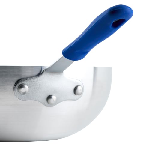 Winco 11-Inch Aluminum Stir Fry Pan with Silicone Handle - Natural Finish