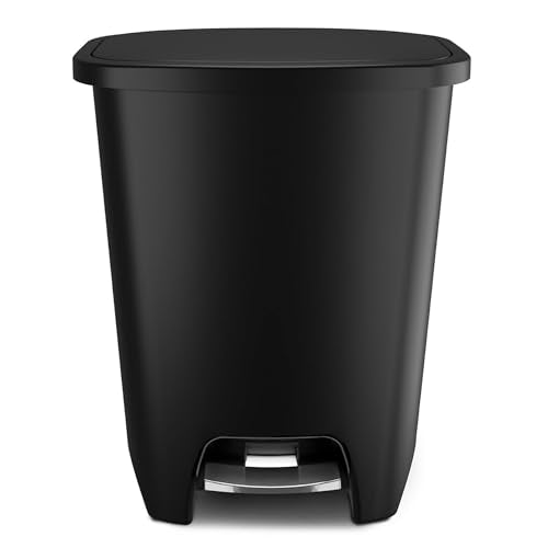 Black Premium 20 Gallon Trash Can with Clorox Odor Protection & Step Pedal - Rectangular Waste Bin