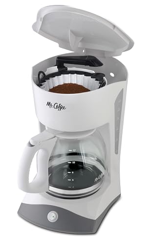 White 12-Cup Drip Coffee Maker with Auto Pause & Water Window